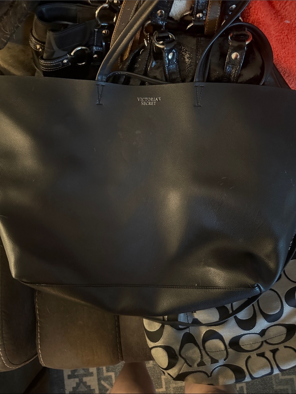 Victoria's Secret Black Leather-Look Tote